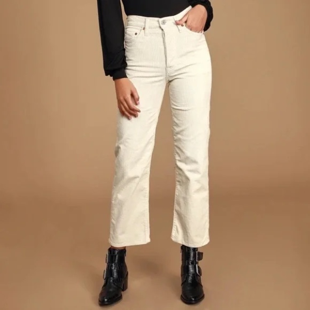 Levi’s white corduroy wedgie jeans